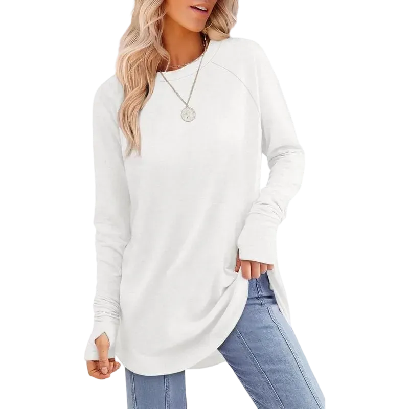 Womens Tunic Tops to Wear with Leggings Long Sleeve Thumb Hole Shirts