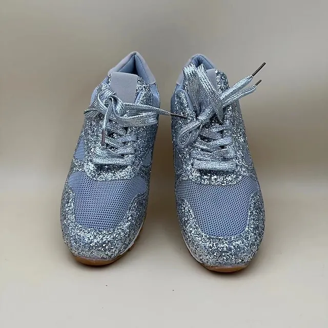 Women's Trainers Athletic Shoes Sneakers Sequins Plus Size Bling Bling Sneakers Outdoor Daily Summer Sequin Platform Flat Heel Round Toe Sporty Classic Casual Tennis Shoes Walking Mesh Lace-up Color