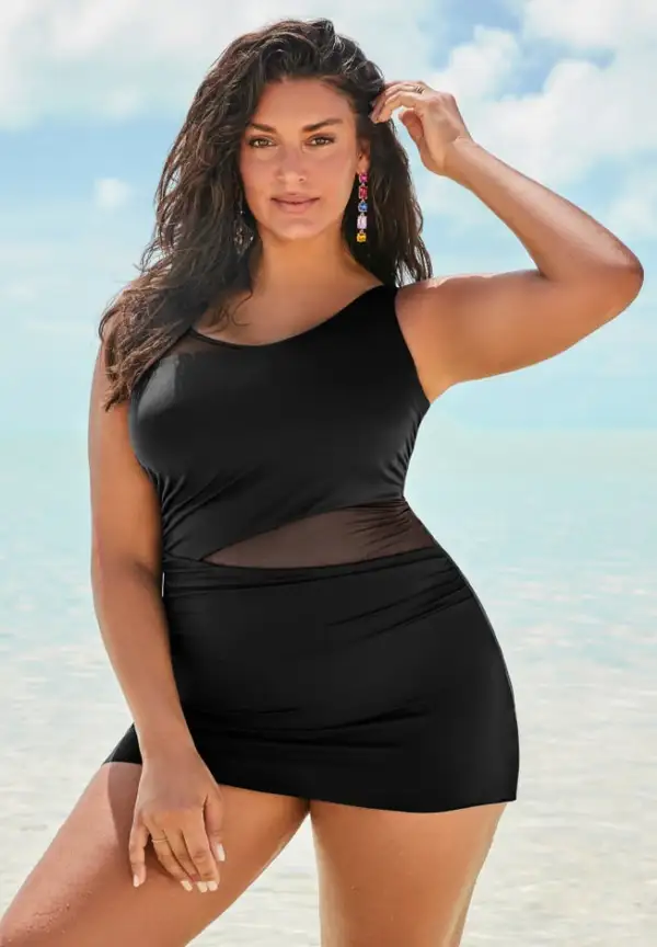 Mesh Panel Underwire Swimdress