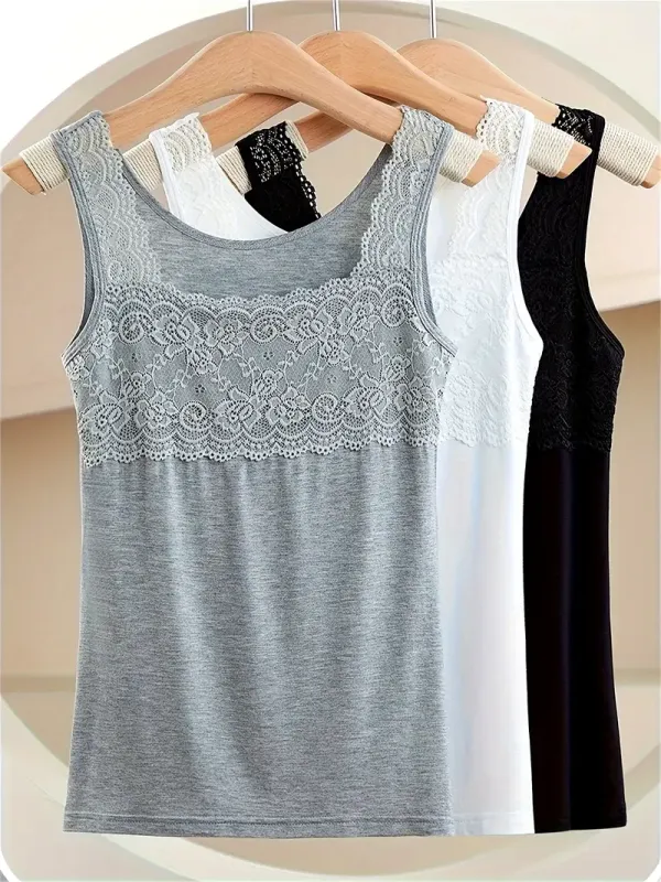 Three-piece Set of Floral Strap Tank Tops