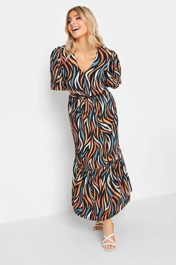 M&Co Black Abstract Print Maxi Dress