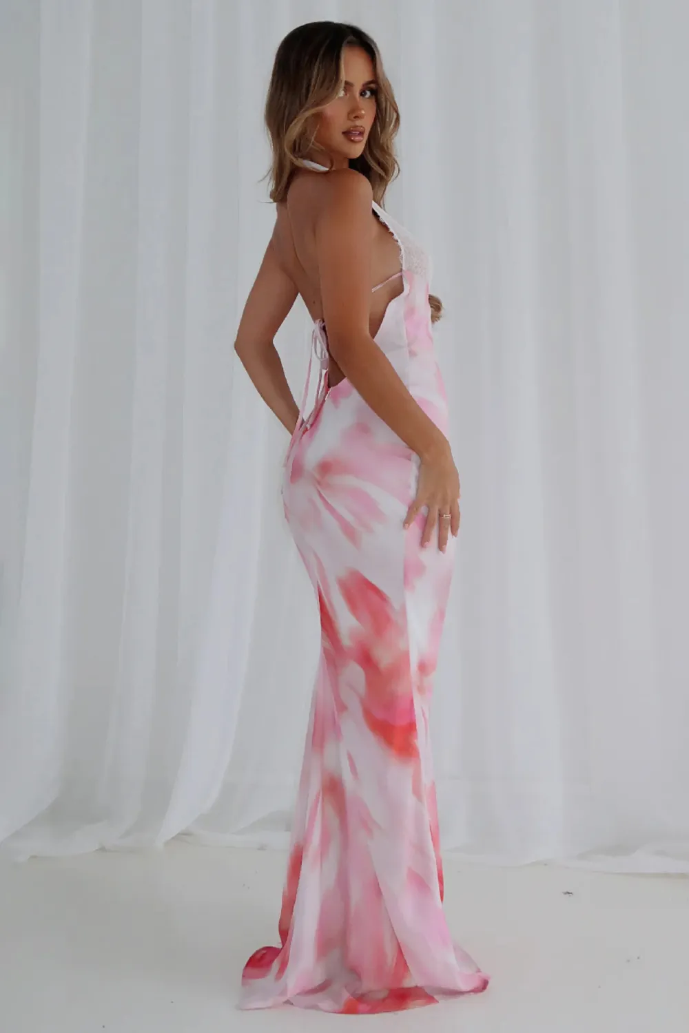 Sheer Embellished Scoop Neck Evening Gown in Almond