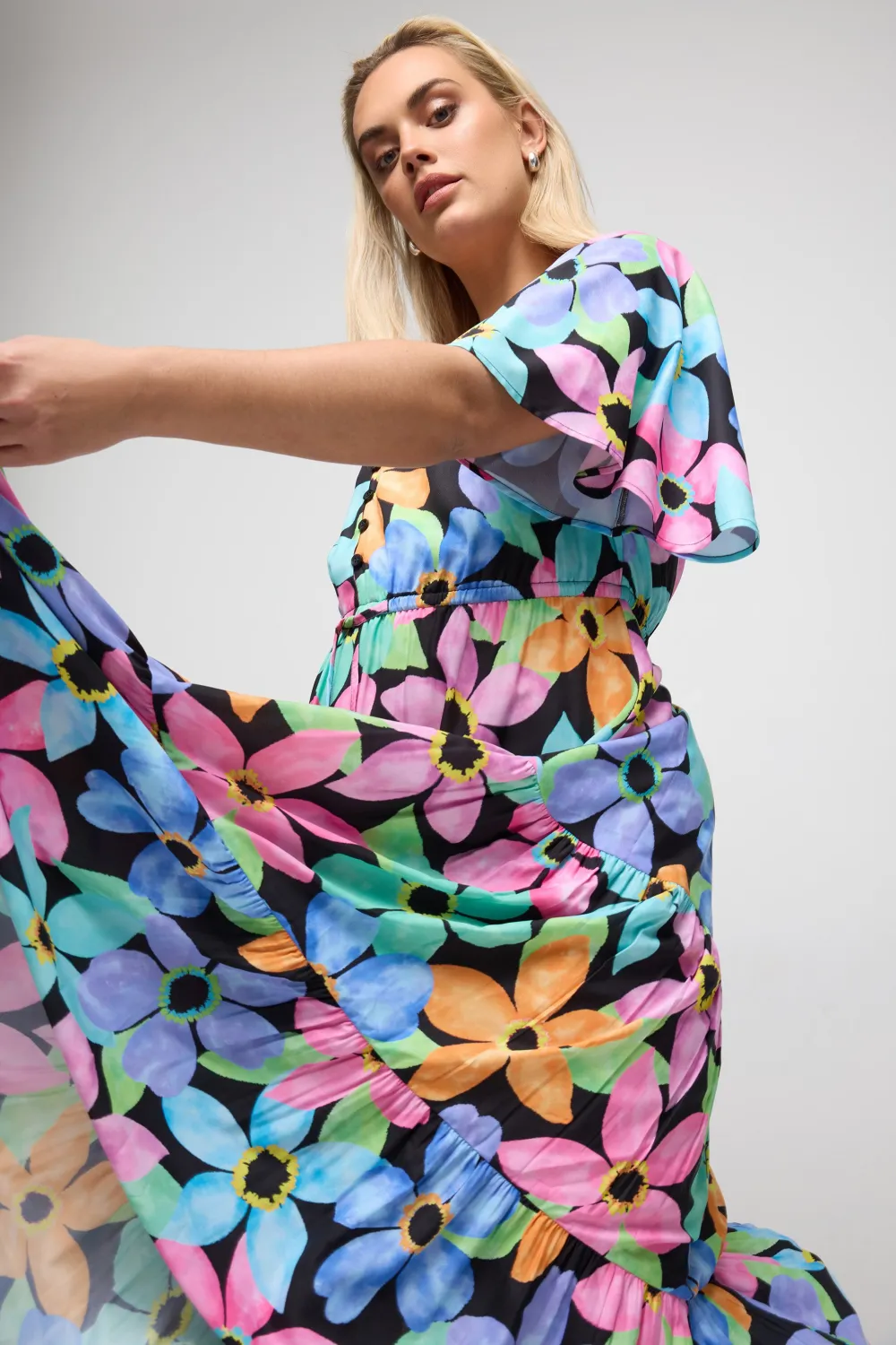 YOURS Curve Purple Floral Print Maxi Dress