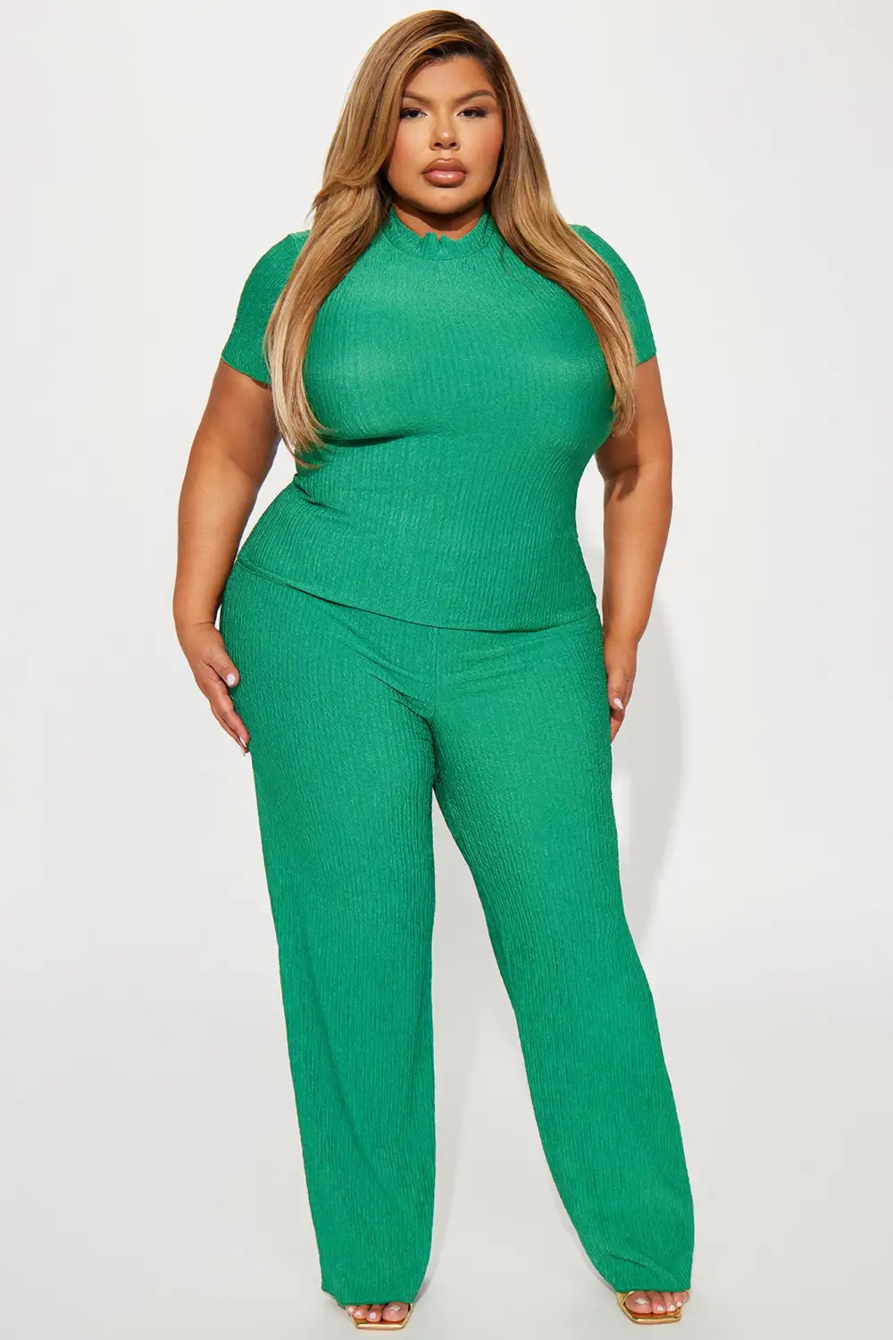 Berlin Textured Pant Set - Kelly Green