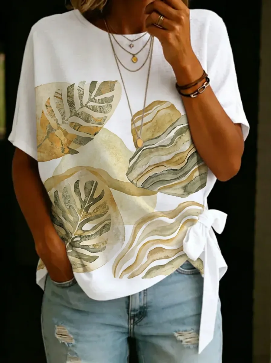 Women's Nashville Botanical Tropical Leaf Printed T-shirt