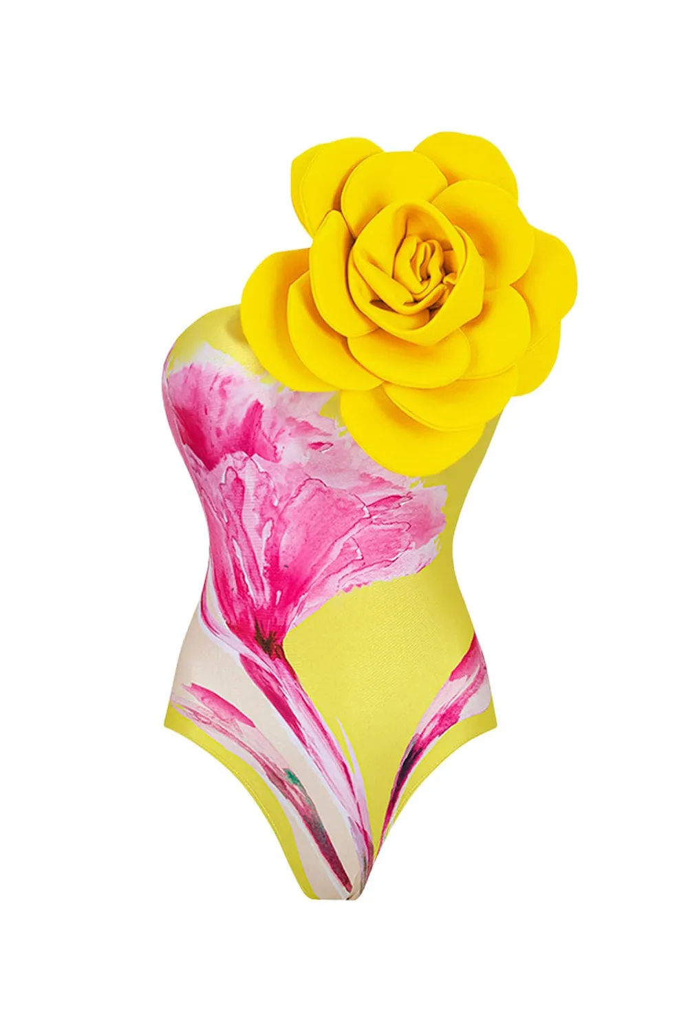 Floral Print Strapless Flower Two Piece Bathing Suit