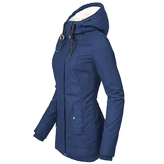 Women's Parka Waterproof Puffer Jacket Thermal Warm Heated Coat Fleece Lined Winter Coat Windproof Outdoor Zip up Hooded Coat Sports Hiking Jacket Purple Pink