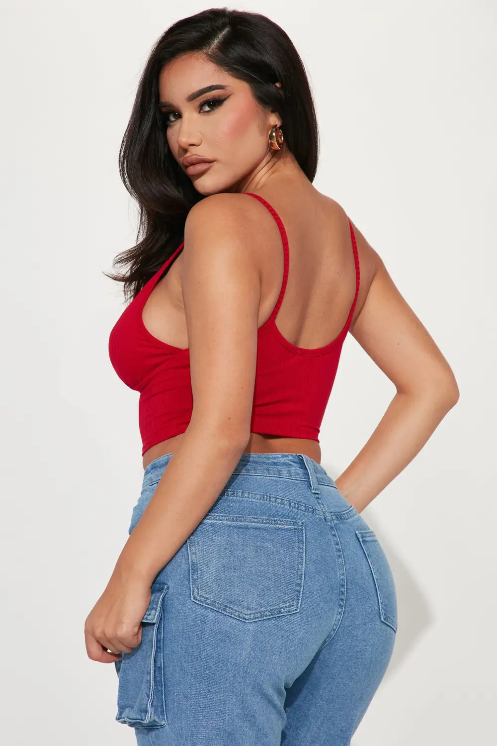 Ellie V Neck Cami Top - Red