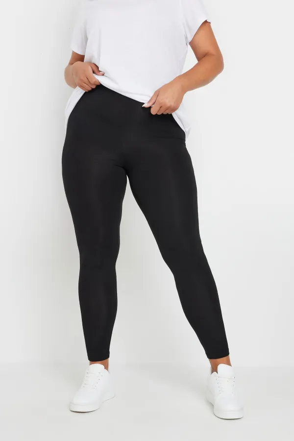 YOURS 2 PACK Curve Black Soft Touch Viscose Stretch Leggings