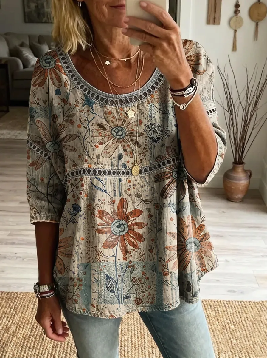 Women's Nashville Floral Boho Printed Top