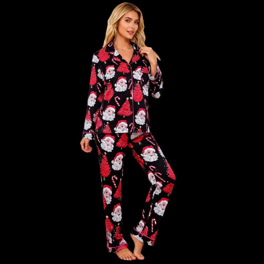Autumn/Winter Christmas Two-Piece Pajama Set with Long Pants and Long Sleeves