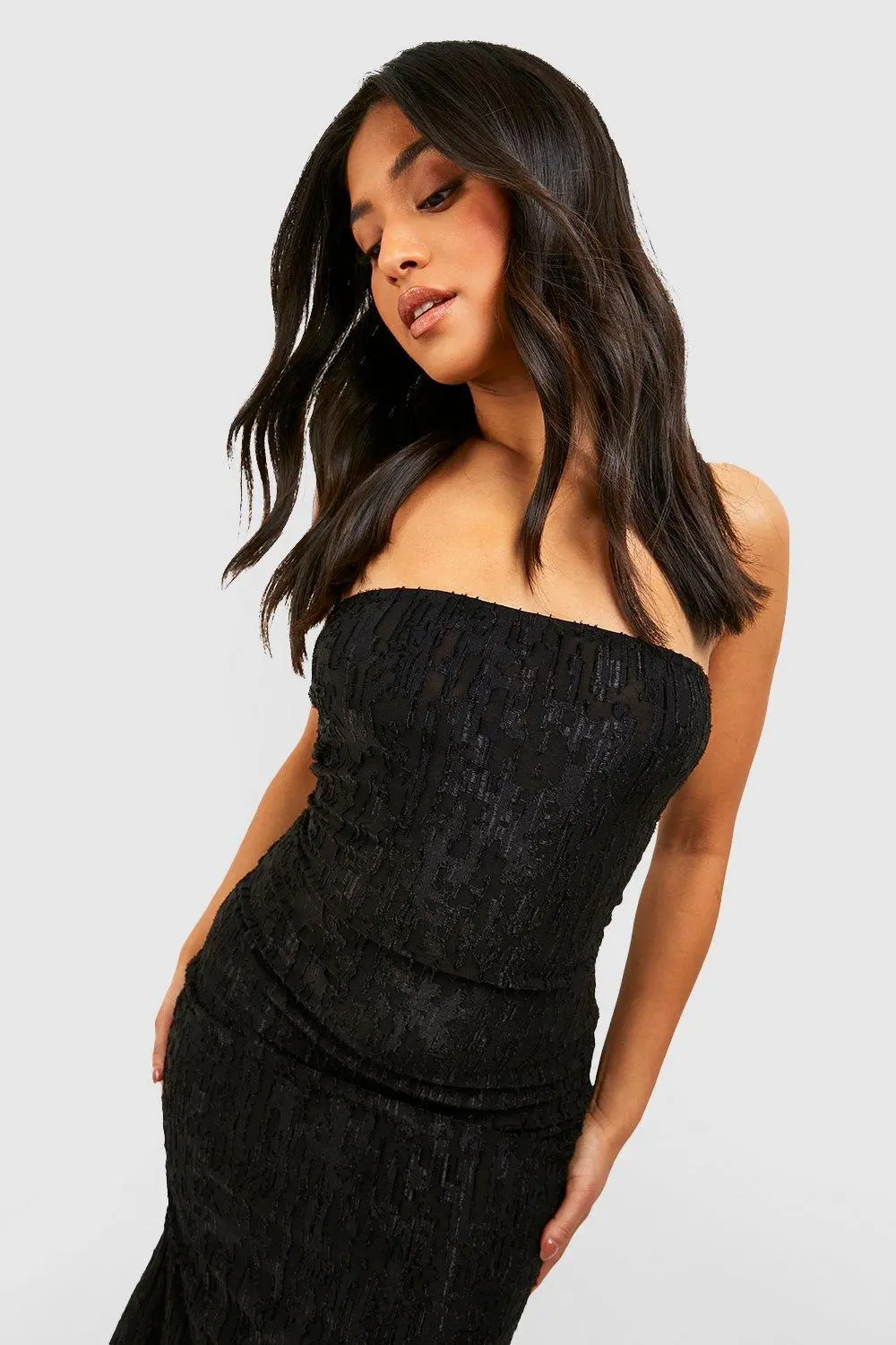 Spring/Summer PETITE TEXTURED SLINKY DRAPE BACK MIDAXI DRESS
