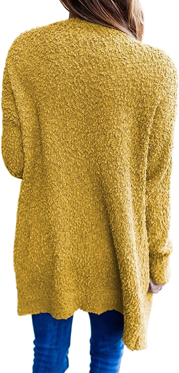 Women's Long Sleeve Soft Chunky Knit Sweater Open Front Cardigans Outwear Coat