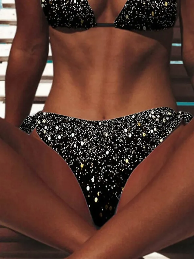 Women's Swimwear Bikini 2 Piece Normal Swimsuit Open Back Printing Gradient Color Black V Wire Bathing Suits New Vacation Fashion / Sexy / Modern / Padded Bras