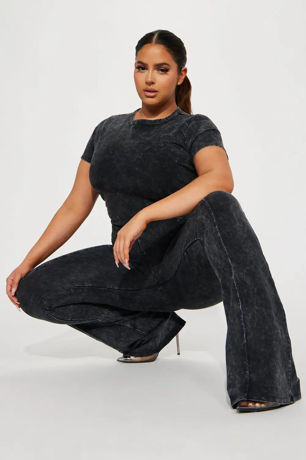Hear Me Out Mineral Wash Pant Set - Black