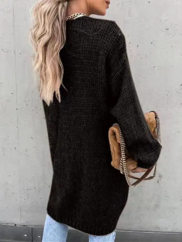 Solid Color Comfy Loose Sweater Cardigan
