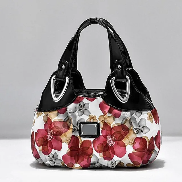 Women's Handbag Top Handle Bag PU Leather Office Daily Date Print Large Capacity Floral Print zebra Leopard White Rose