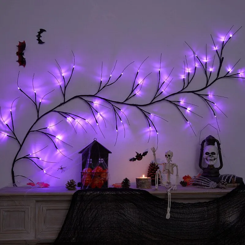 Halloween Decorative Vine Light LED Simulated Tree Light Spider Bat Branch Light Ghost Festival Atmosphere Decoration Light