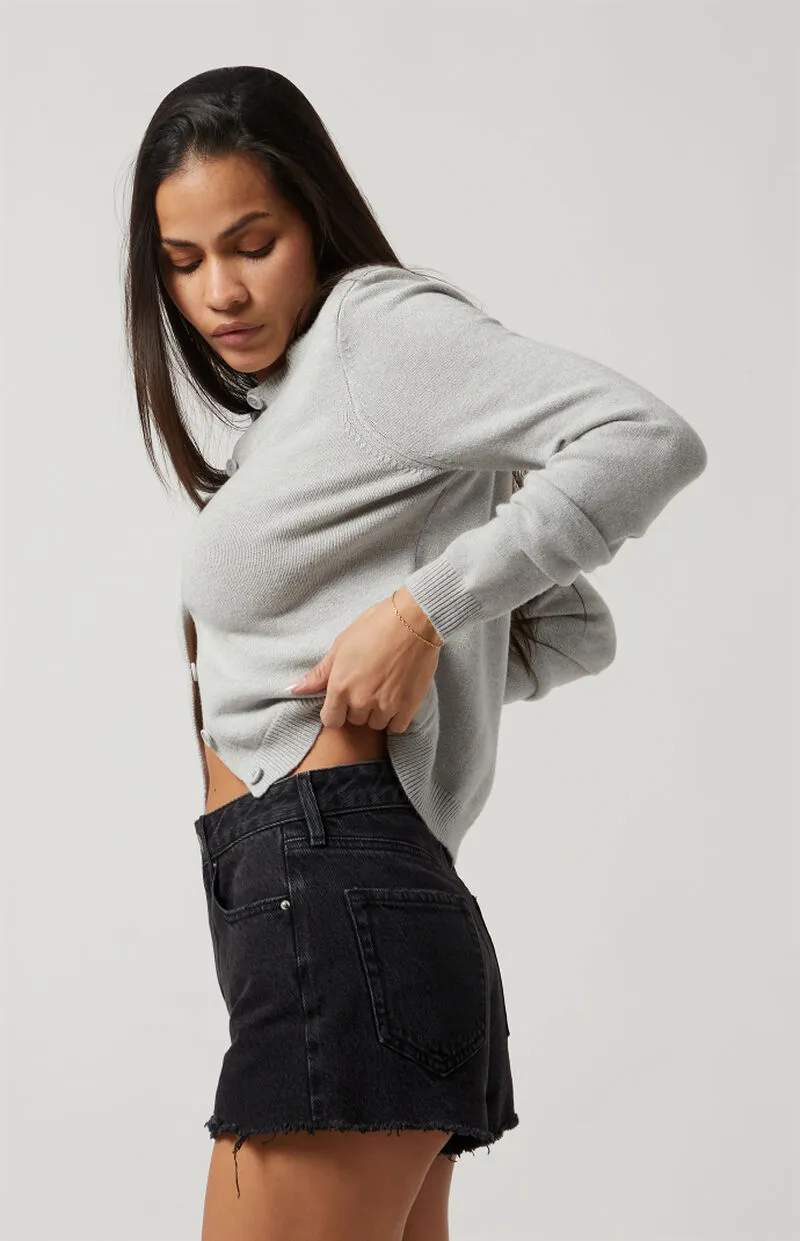 PacSun Black Frayed Ripped High Waisted Denim Festival Shorts