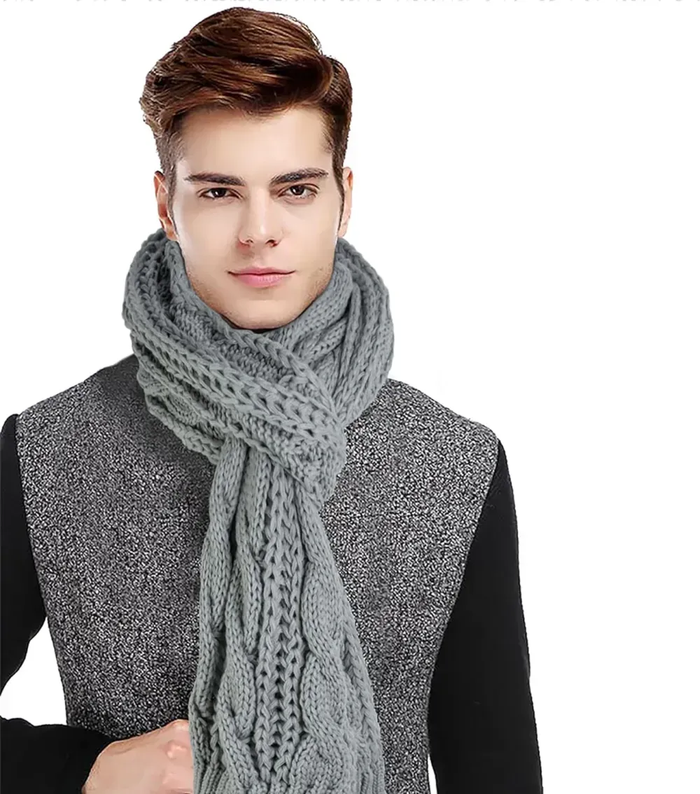 Women And Mens Winter Thick Cable Knit Wrap Chunky Long Warm Scarf