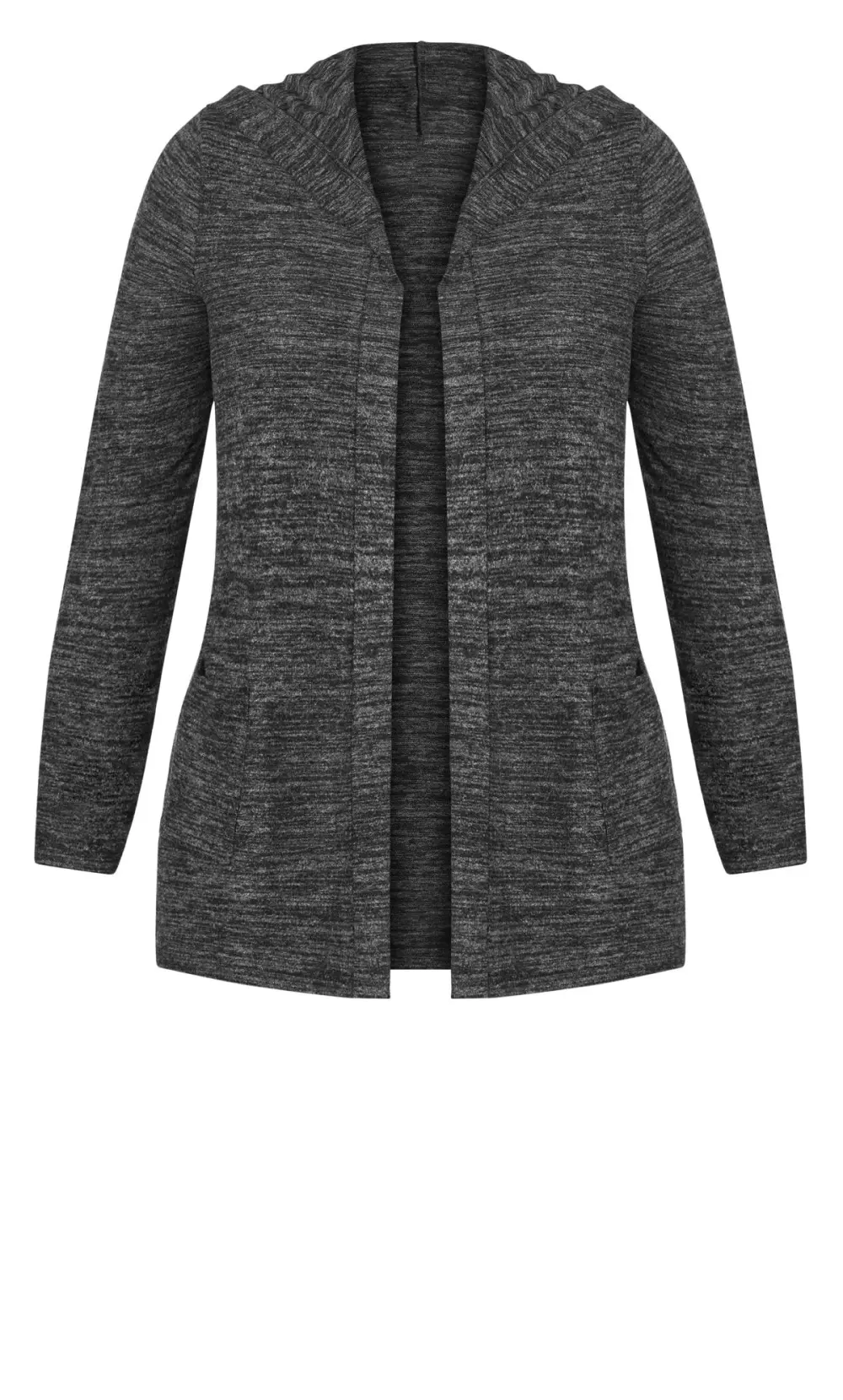 Evans Charcoal Grey Soft Touch Hooded Cardigan