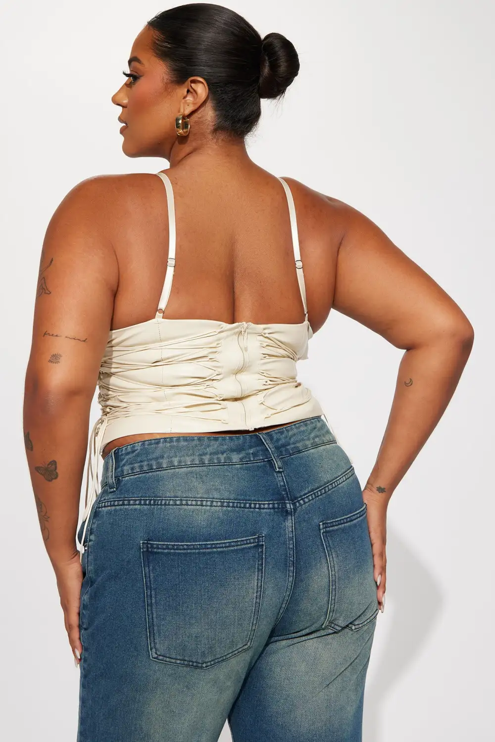 You'll Love It Here Lace Up Corset Top - Tan