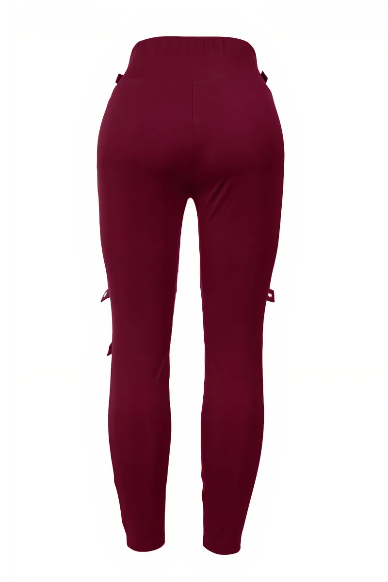Zip Front Buckle Belted Skinny Pants