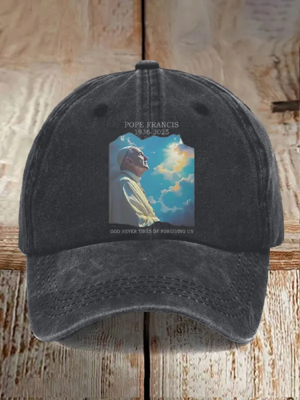 Men And Women's God Never Tires Of Forgiving Us Washed Baseball Cap
