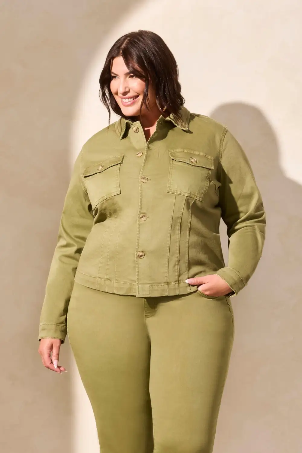 Comfort Stretch Button-Front Denim Jacket-Loden