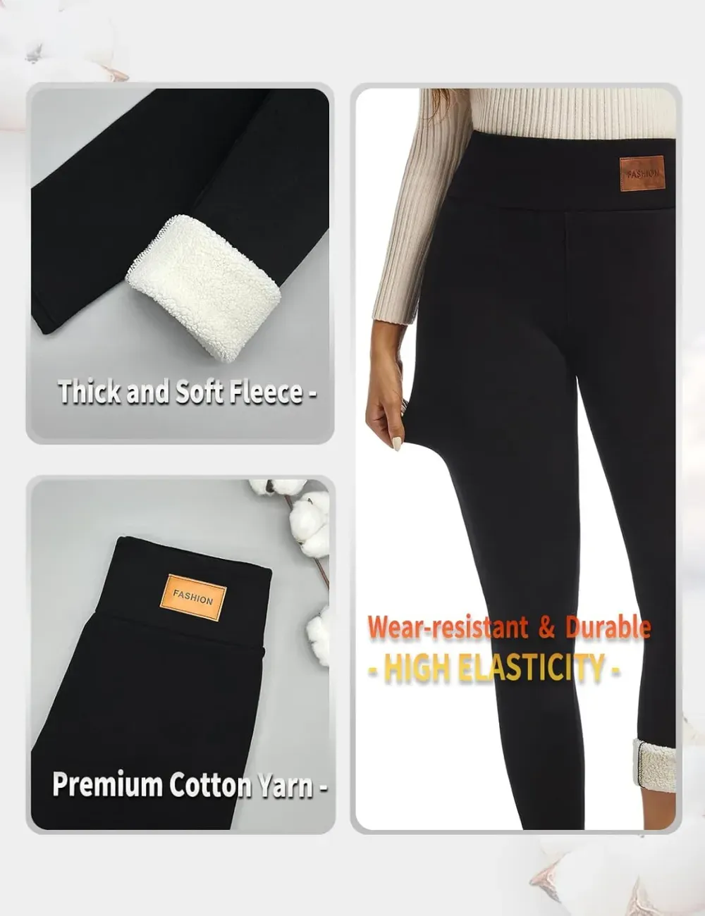 Women Winter Warm Thick Leggings Fleece Lined Stretchy Soft Thermal Sherpa Pants High Waist Tights