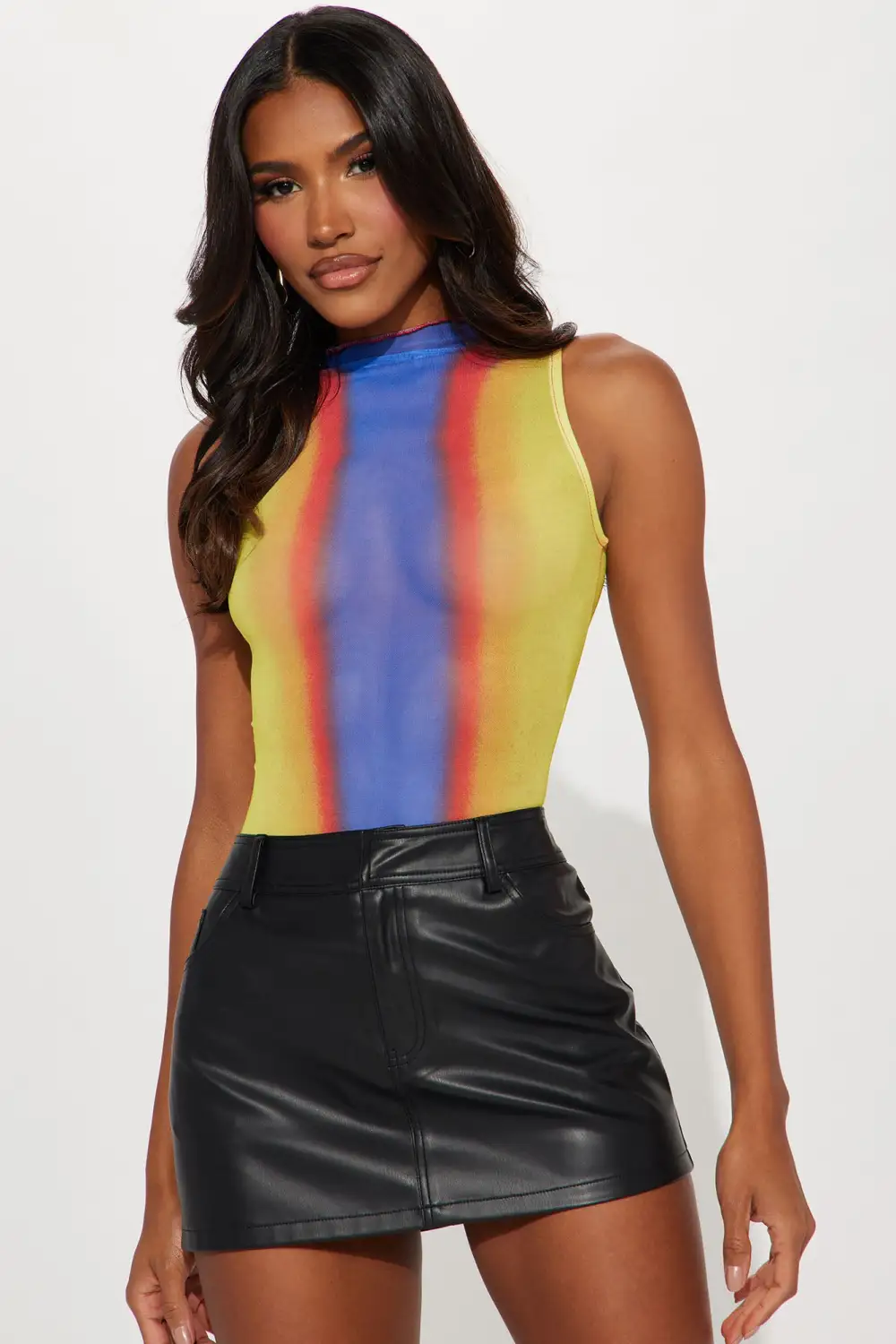 Feel The Burn Sleeveless Mesh Bodysuit - Yellow/combo