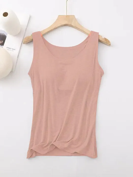Women's Tank Top with Built-In Bra, Sleeveless Casual Basic Round Neck Regular - 10-Piece Sets