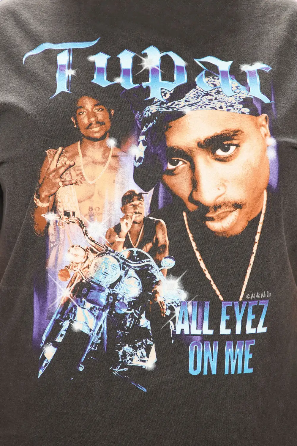 Tupac Old School Graphic Top - Black Wash