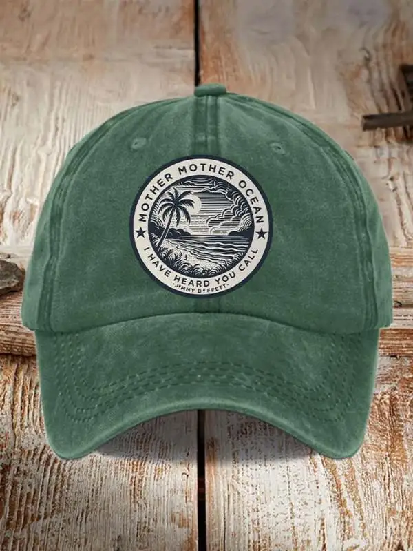 Retro Mother, Mother Ocean, I Have Heard You Call Print Baseball Cap