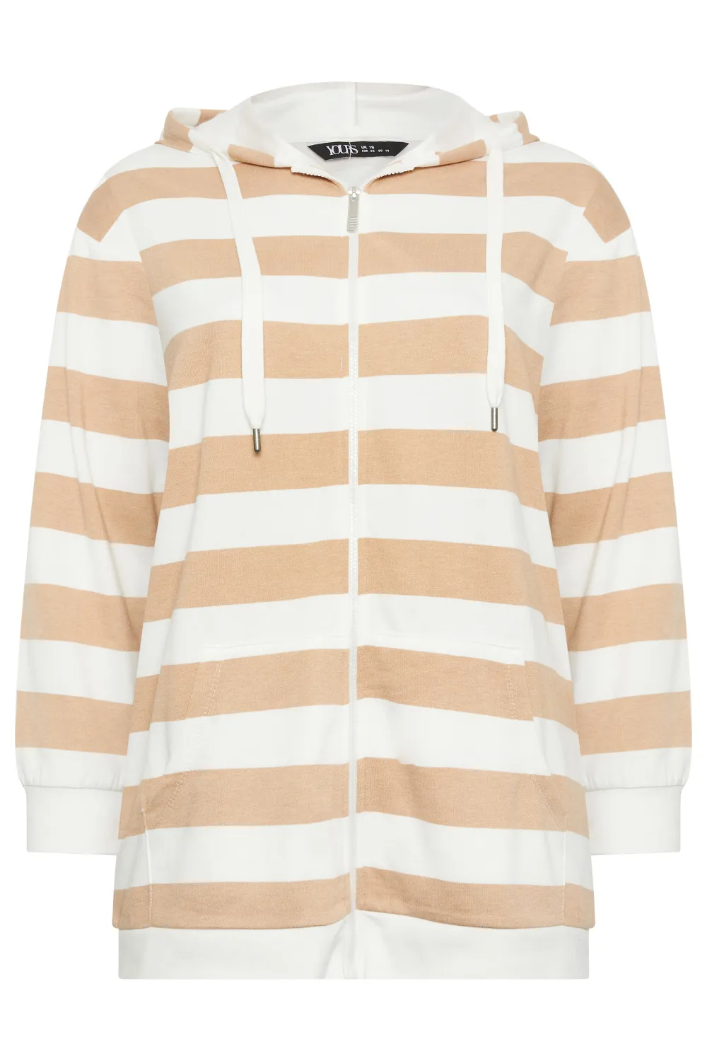 YOURS Curve Dark Blue Stripe Zip Through Hoodie