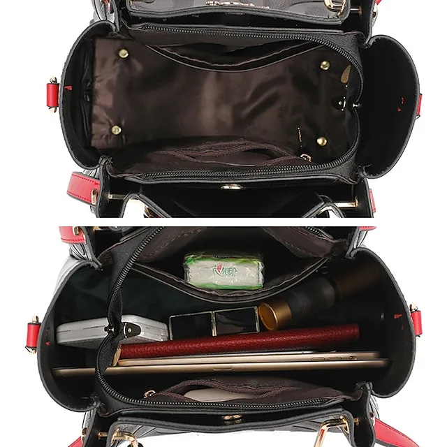 Women's Handbag Shoulder Bag Bucket Bag PU Leather Daily Holiday Pendant Zipper Large Capacity Waterproof Lightweight Solid Color Yellow Red