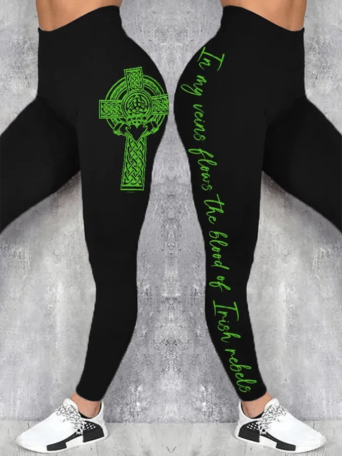 Women's St. Patrick's Day Printed Skinny High Stretch Leggings