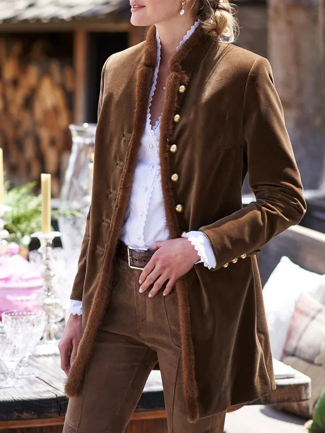 Plain Stand Collar Teddy Jacket