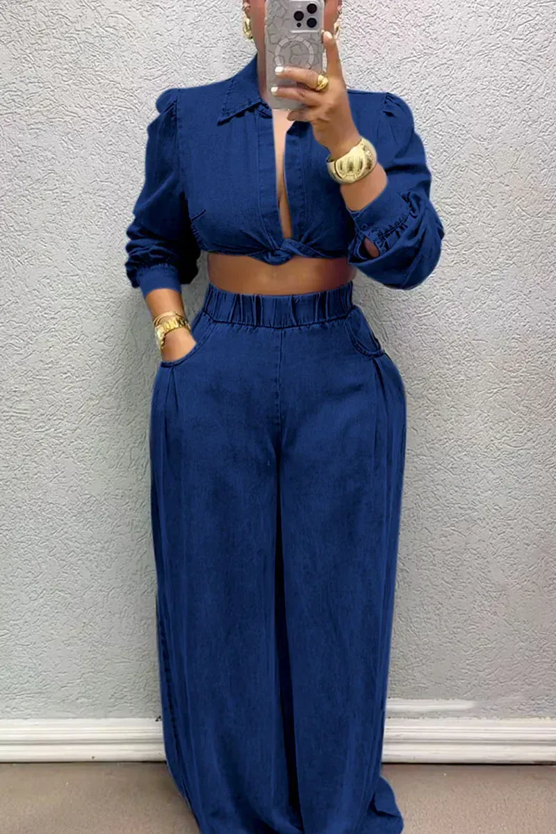 Women's Sexy Kink Long Sleeve Top And Pants Suit