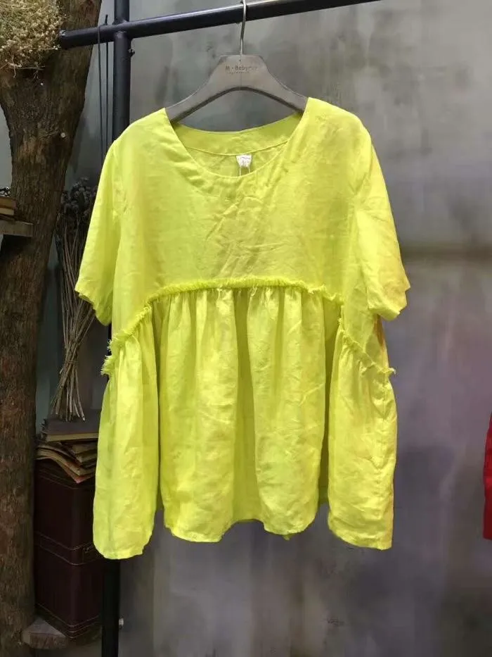 Women's casual cotton and linen tops