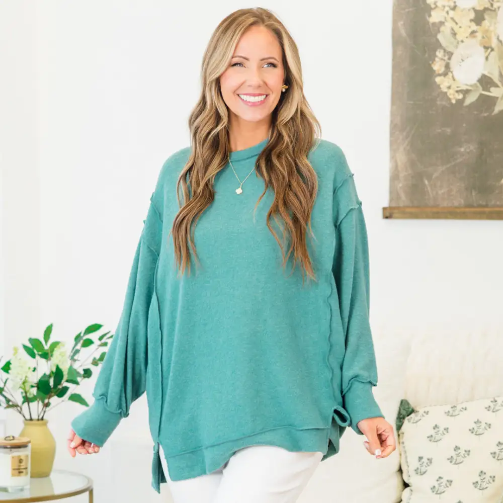 Say Hello Sweater, Dusty Teal