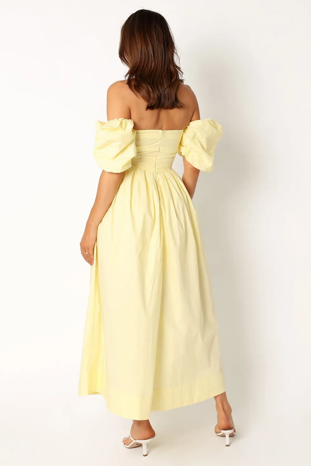 SOLANA OFF SHOULDER MIDI DRESS - BLUE