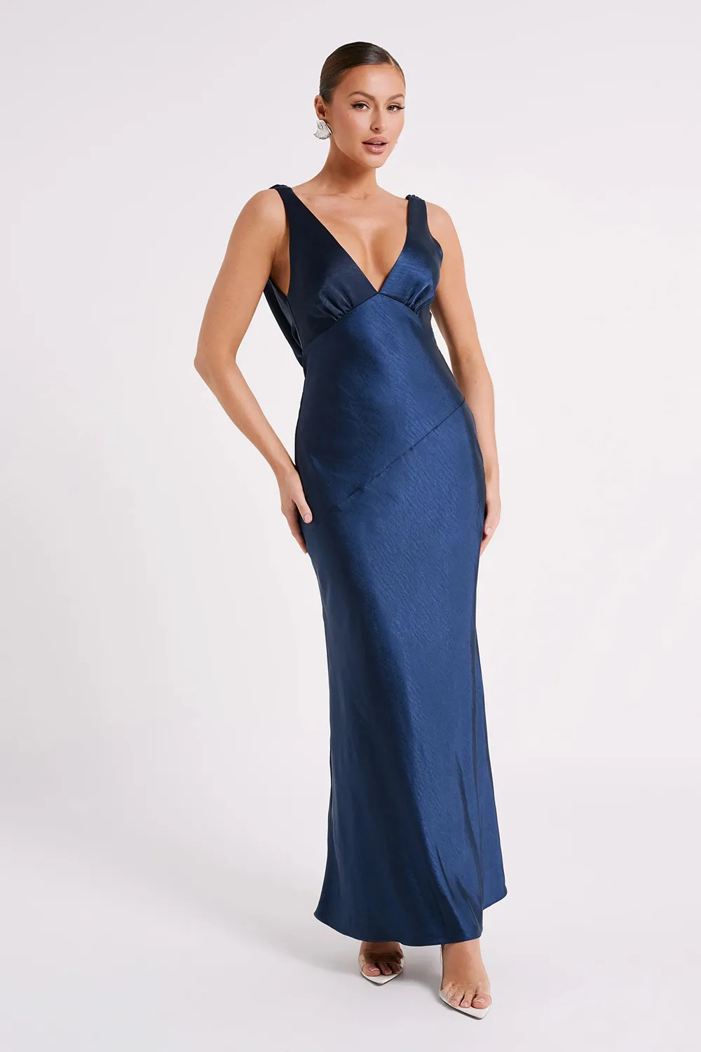 Maxi Satin Dress With Back Cowl