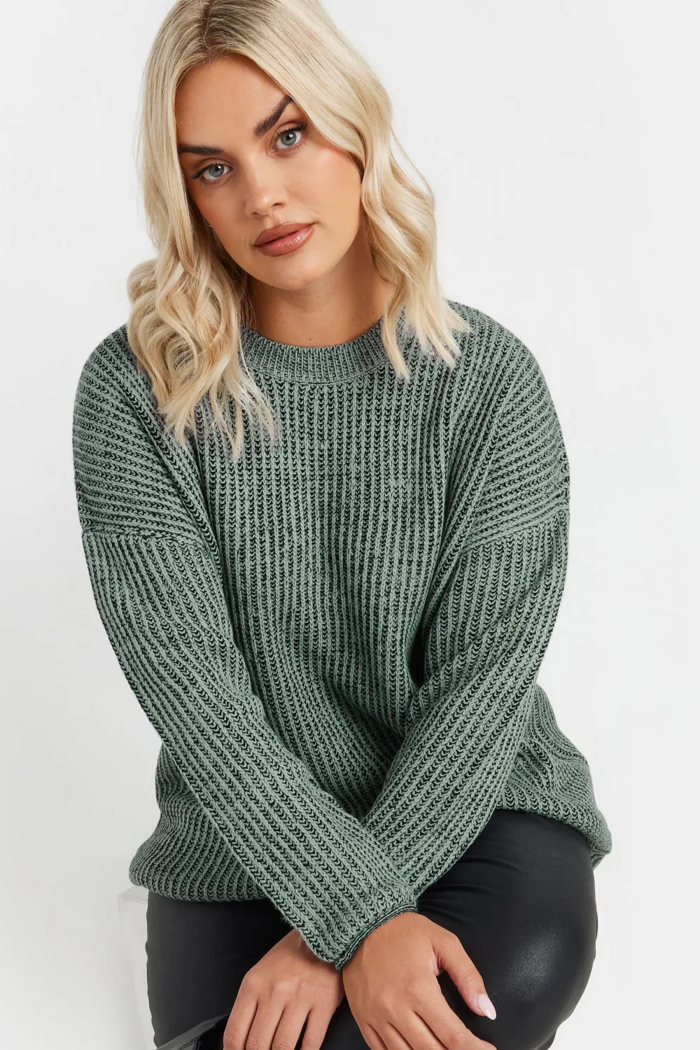 YOURS Curve Grey Drop Shoulder Knitted Jumper