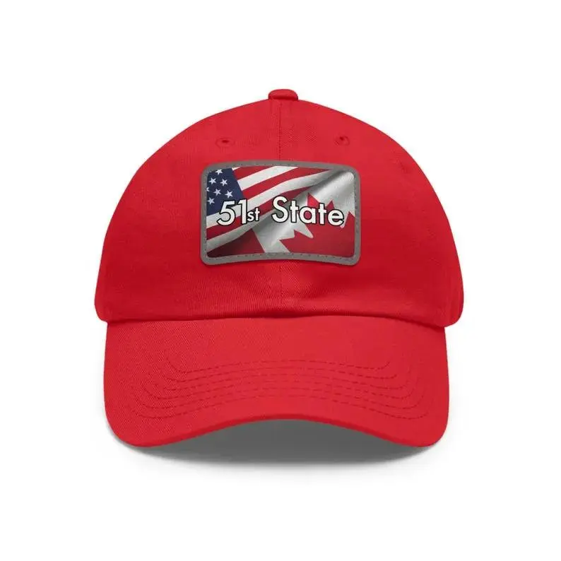 51st State USA and Canada dad hat with rectangle leather patch