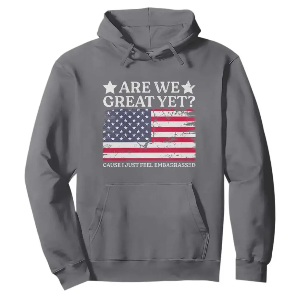 Are We Great Yet Hoodie Cause I Just Feel Embarrassed American Flag TS09