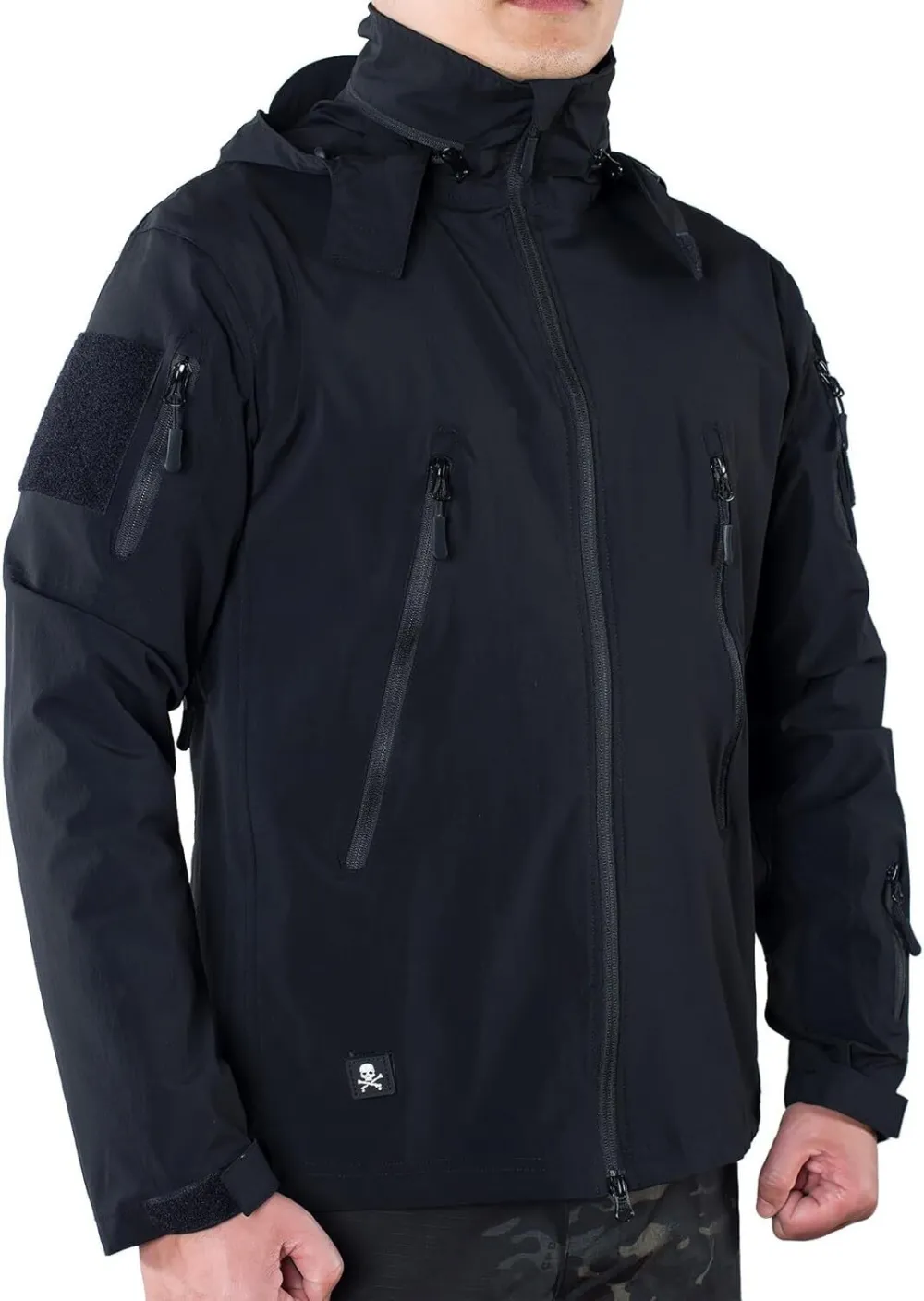 Mens Tactical Soft Shell Full Zip Jacket Lightweight Black Army Combat Coat Special Ops Airsoft Gear