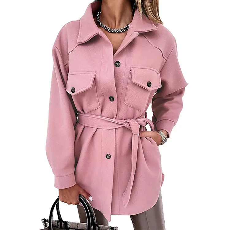 Belted pocket embellished open front jacket