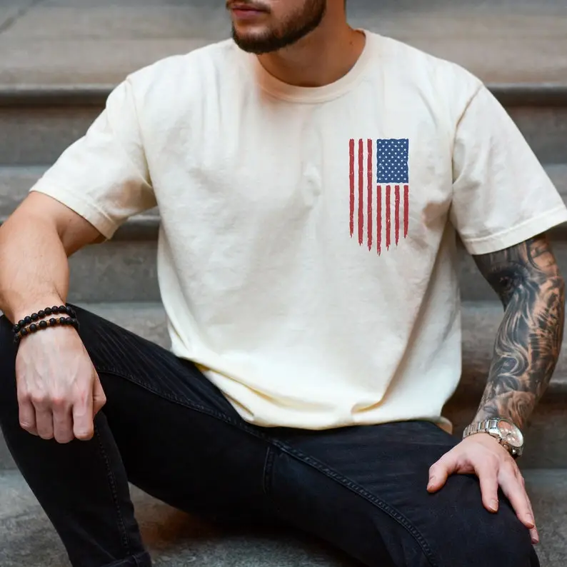 Men's American Flag Comfort Colors Shirt, USA Shirt, Flag Tee, 4th of July, Fourth of July Shirt, Men's American Flag Shirt, Patriotic Shirt