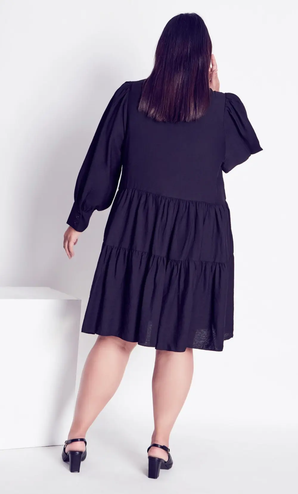 Evans Black Tiered Midi Dress